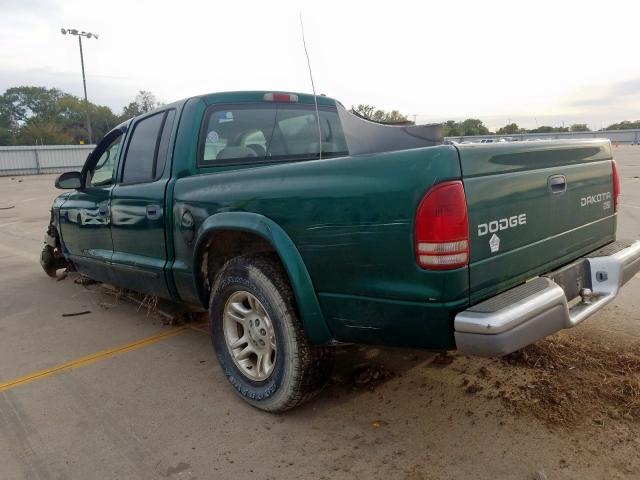 1D7HL48N03S151551 - 2003 DODGE DAKOTA QUA GREEN photo 3