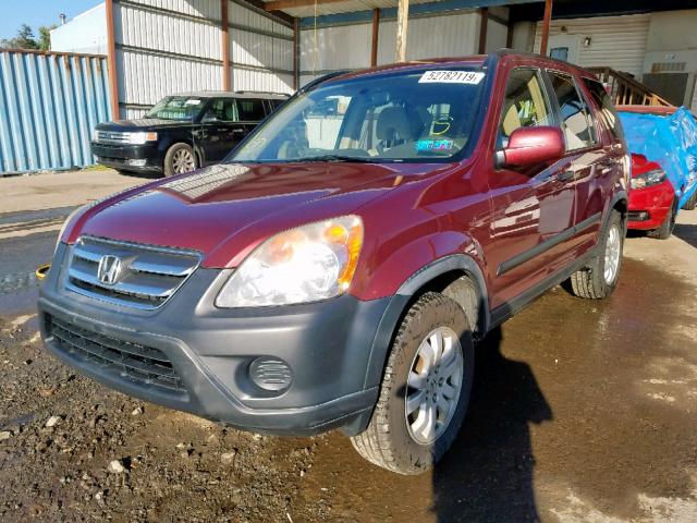 JHLRD78815C033337 - 2005 HONDA CR-V EX MAROON photo 2