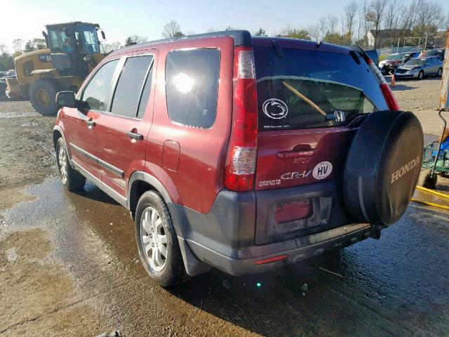 JHLRD78815C033337 - 2005 HONDA CR-V EX MAROON photo 3