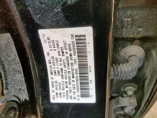 1HGCR3F89EA016900 - 2014 HONDA ACCORD EXL BLACK photo 10