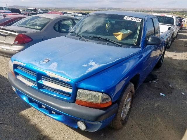 1B7FL22P71S222399 - 2001 DODGE DAKOTA BLUE photo 2