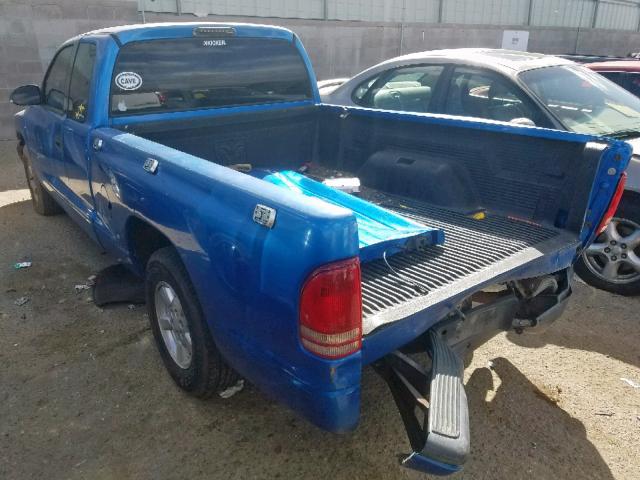 1B7FL22P71S222399 - 2001 DODGE DAKOTA BLUE photo 3