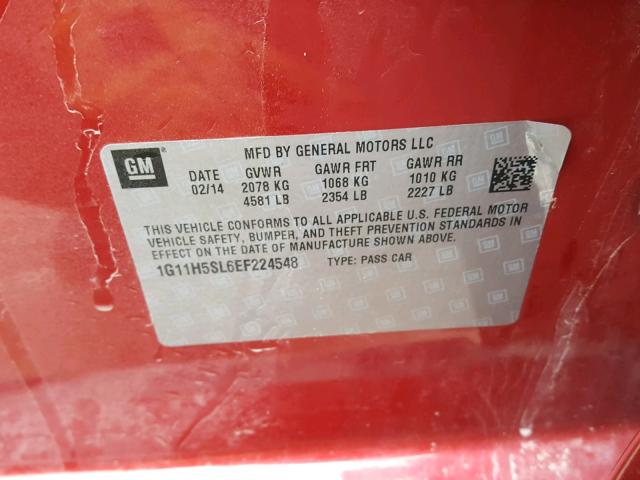 1G11H5SL6EF224548 - 2014 CHEVROLET MALIBU LTZ წითელი ფოტო 10