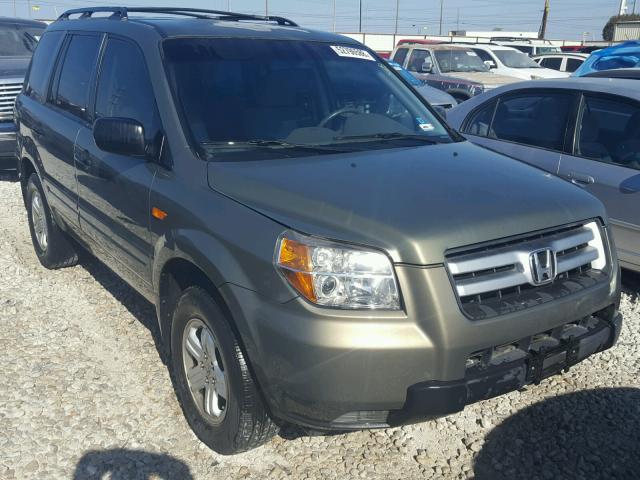 5FNYF28187B026304 - 2007 HONDA PILOT LX GREEN photo 1