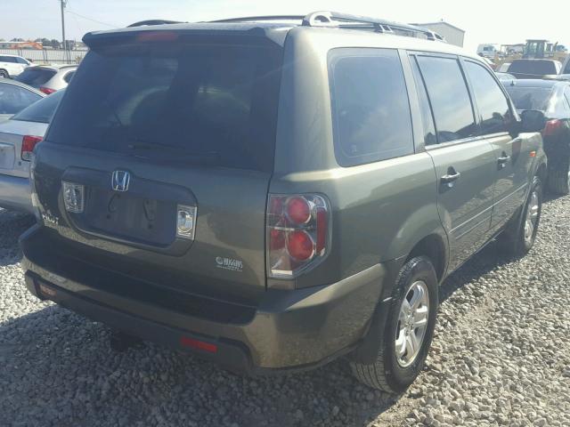 5FNYF28187B026304 - 2007 HONDA PILOT LX GREEN photo 4