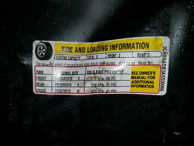 3GNBAADB3AS530066 - 2010 CHEVROLET HHR LS Gris foto 10