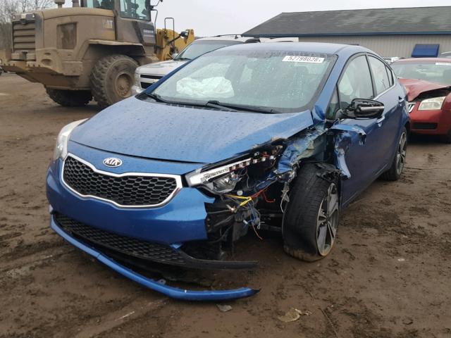 KNAFX4A8XE5083008 - 2014 KIA FORTE EX BLUE photo 2