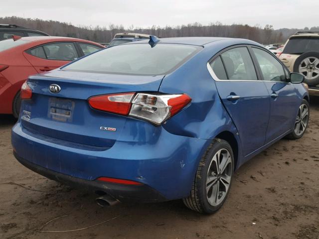 KNAFX4A8XE5083008 - 2014 KIA FORTE EX BLUE photo 4