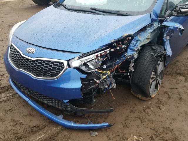 KNAFX4A8XE5083008 - 2014 KIA FORTE EX BLUE photo 9