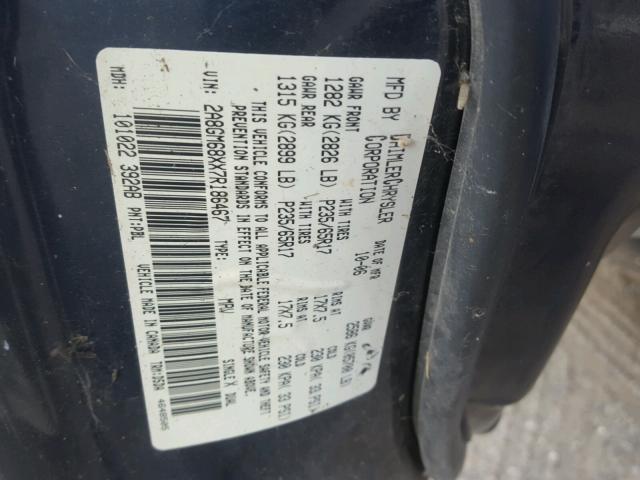 2A8GM68XX7R186467 - 2007 CHRYSLER PACIFICA T BLUE photo 10