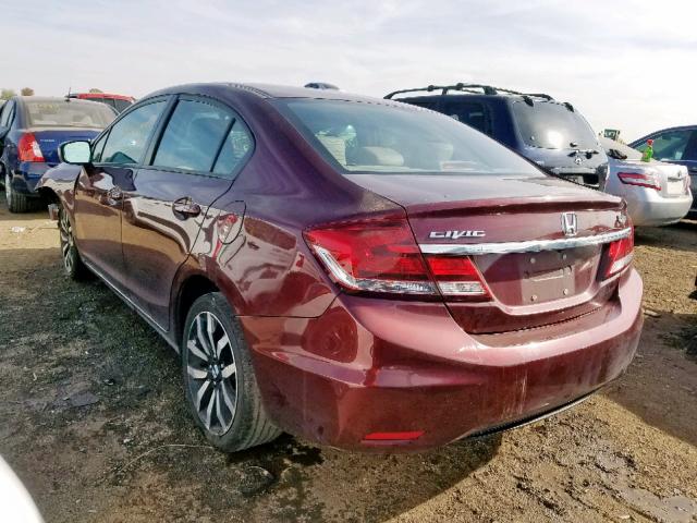 19XFB2F96EE050468 - 2014 HONDA CIVIC EXL 栗色 照片 3