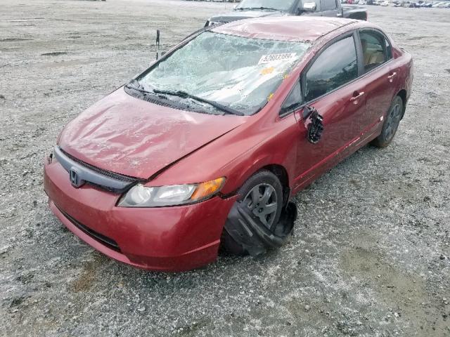 1HGFA16538L112125 - 2008 HONDA CIVIC LX BURGUNDY photo 2