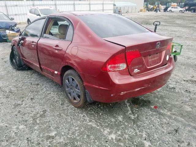 1HGFA16538L112125 - 2008 HONDA CIVIC LX BURGUNDY photo 3