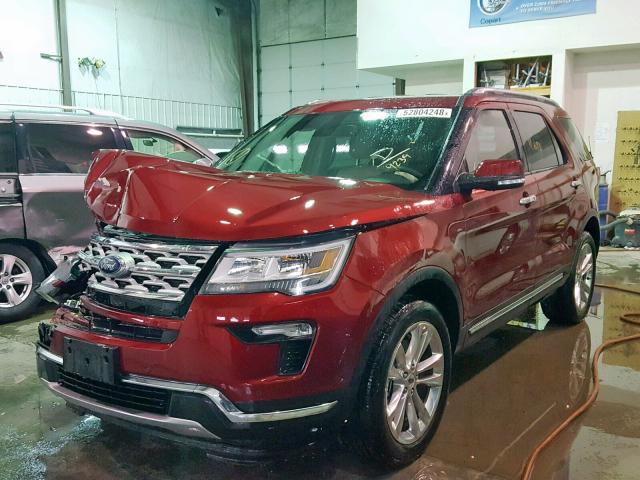 1FM5K8F81JGB89239 - 2018 FORD EXPLORER L RED photo 2