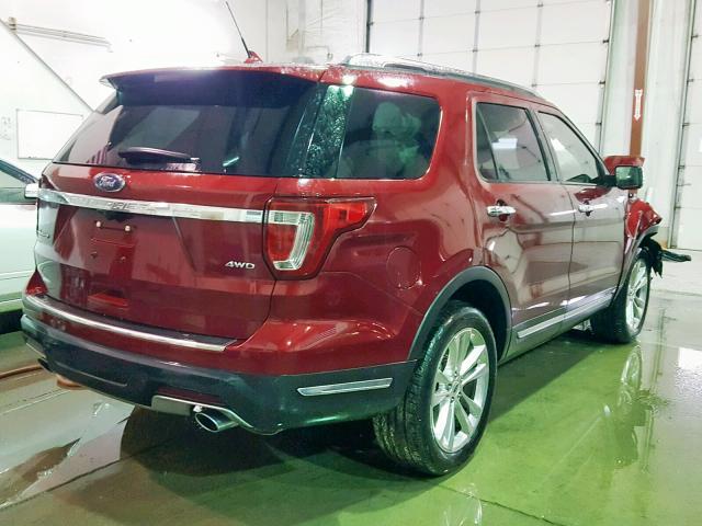 1FM5K8F81JGB89239 - 2018 FORD EXPLORER L RED photo 4