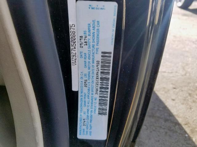 3VWCC21C8XM414950 - 1999 VOLKSWAGEN NEW BEETLE 黑色 照片 10