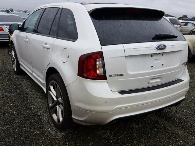 2FMDK4AK6CBA93382 - 2012 FORD EDGE SPORT WHITE photo 3