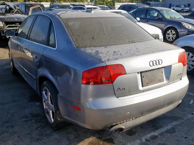 WAUAF68E05A445052 - 2005 AUDI A4 2.0T GRAY photo 3