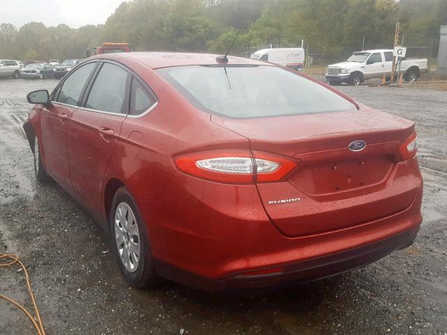 3FA6P0G76ER100903 - 2014 FORD FUSION S RED photo 3