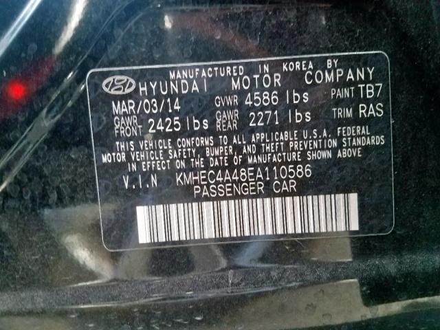 KMHEC4A48EA110586 - 2014 HYUNDAI SONATA HYB BLACK photo 10