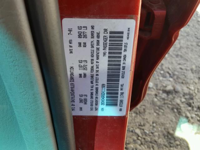 2B3HD46R82H111920 - 2002 DODGE INTREPID S RED photo 10