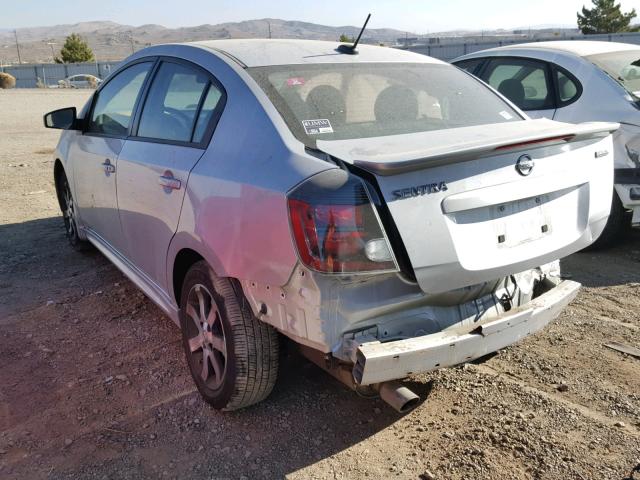 3N1AB6AP8CL678549 - 2012 NISSAN SENTRA 2.0 SILVER photo 3