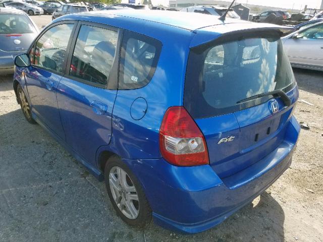 JHMGD38687S009314 - 2007 HONDA FIT S BLUE photo 3