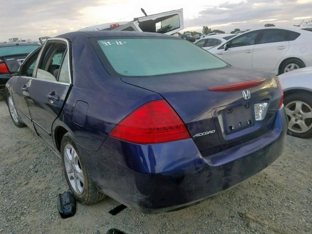 1HGCM56717A224841 - 2007 HONDA ACCORD EX BLUE photo 3