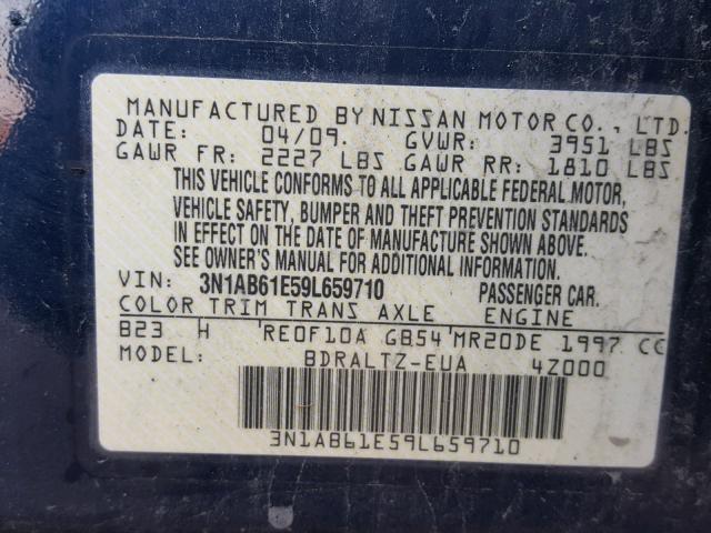 3N1AB61E59L659710 - 2009 NISSAN SENTRA 2.0 BLUE photo 10