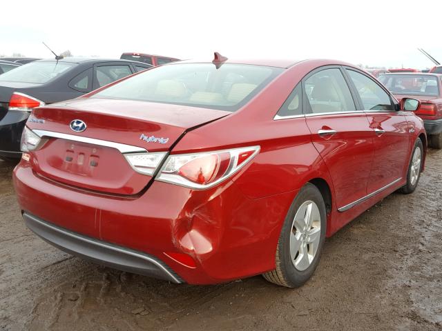 KMHEC4A45BA011297 - 2011 HYUNDAI SONATA HYB RED photo 4