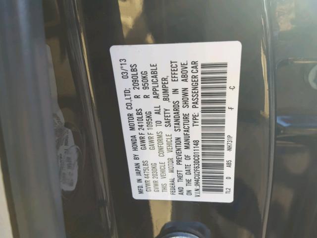 JH4CU2F63DC011148 - 2013 ACURA TSX TECH BLACK photo 10
