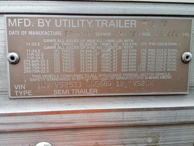 1UYVS2533DG566912 - 2013 UTILITY TRAILER WHITE photo 10