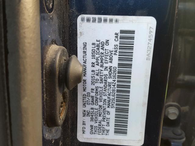 5Y2SL62814Z416260 - 2004 PONTIAC VIBE BLUE photo 10