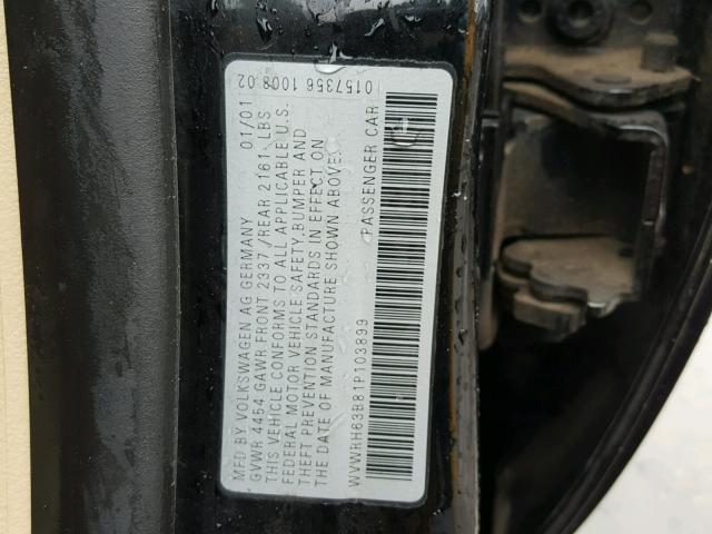 WVWRH63B81P103899 - 2001 VOLKSWAGEN PASSAT GLX 黑色 照片 10