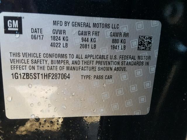 1G1ZB5ST1HF287064 - 2017 CHEVROLET MALIBU LS Qara foto 10