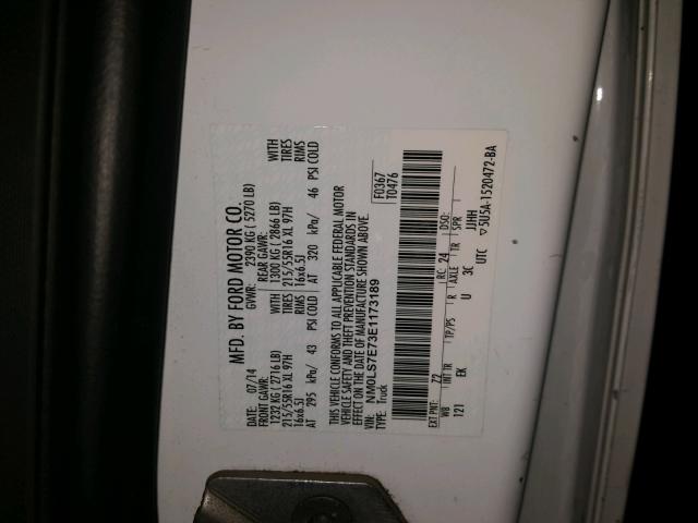 NM0LS7E73E1173189 - 2014 FORD TRANSIT CO WHITE photo 10