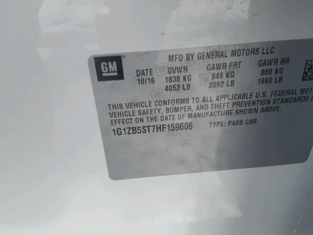 1G1ZB5ST7HF159606 - 2017 CHEVROLET MALIBU LS 白色 照片 10