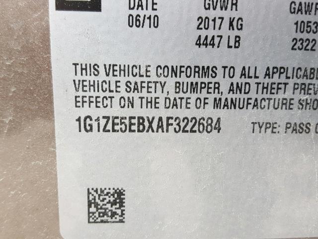 1G1ZE5EBXAF322684 - 2010 CHEVROLET MALIBU LTZ 棕色 照片 10