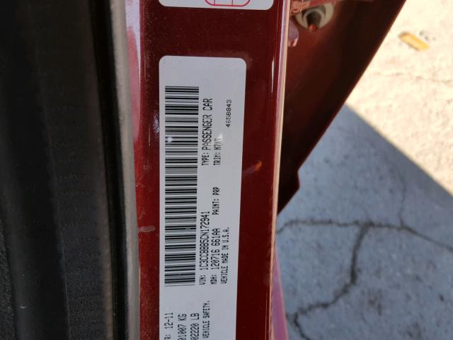 1C3CCBBB5CN172941 - 2012 CHRYSLER 200 TOURIN RED photo 10