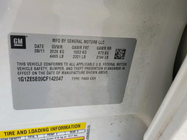 1G1ZE5E09CF142047 - 2012 CHEVROLET MALIBU LTZ 奶油色 照片 10