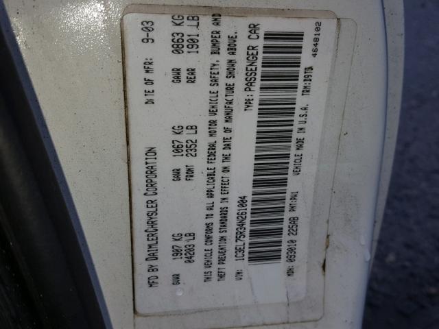 1C3EL75R34N261004 - 2004 CHRYSLER SEBRING GT WHITE photo 10