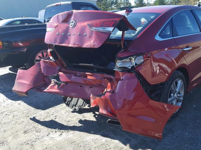 5NPE34AF7JH599538 - 2018 HYUNDAI SONATA SPO RED photo 9