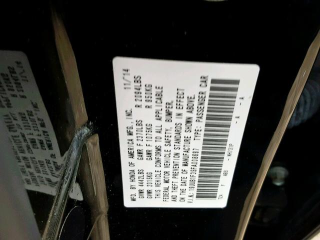 19UUB1F35FA008697 - 2015 ACURA TLX BLACK photo 10