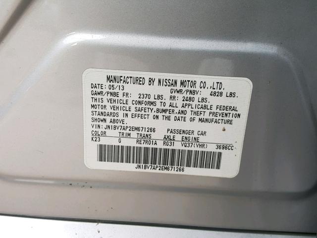 JN1BV7AP2EM671266 - 2014 INFINITI Q50 BASE SILVER photo 10