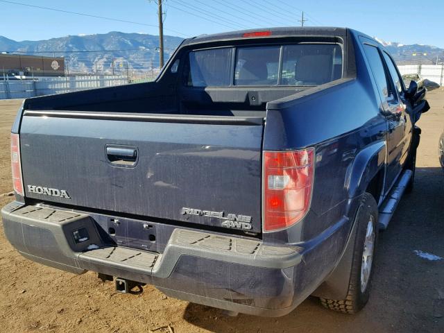 2HJYK16469H502156 - 2009 HONDA RIDGELINE BLUE photo 4