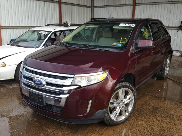 2FMDK4KCXBBA11241 - 2011 FORD EDGE LIMIT MAROON photo 2