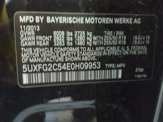 5UXFG2C54E0H09953 - 2014 BMW X6 XDRIVE3 BLACK photo 10