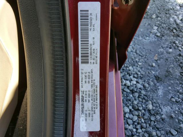 1C3CCBBB9DN542709 - 2013 CHRYSLER 200 TOURIN RED photo 10