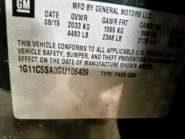 1G11C5SA0GU106409 - 2016 CHEVROLET MALIBU LIM 灰色 照片 10