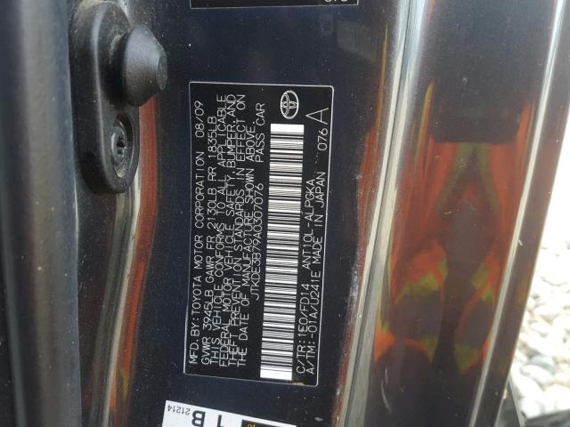 JTKDE3B79A0307076 - 2010 TOYOTA SCION TC ნაცრისფერი ფოტო 10